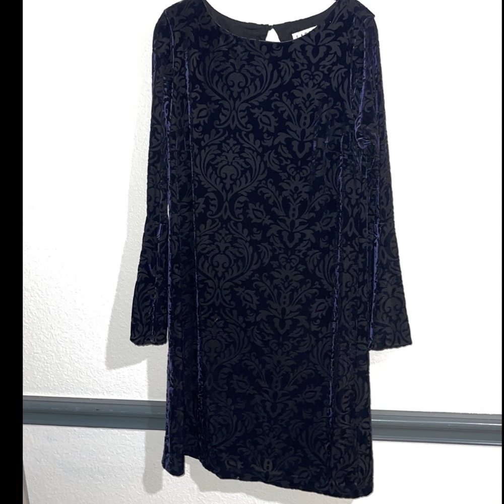 Label by 5 Twelve Bell Sleeve Velvet Dress MED blue black